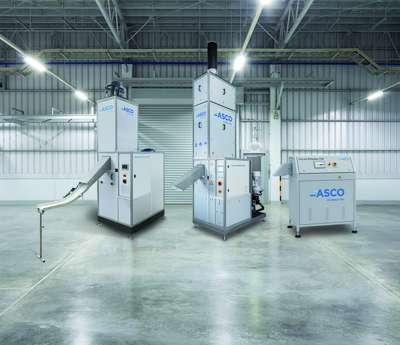 Three ASCO Dry Ice pelletizers in the hall