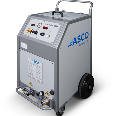ASCOJET 1708 dry ice blasting unit with an additive-blending function for extended cleaning applications