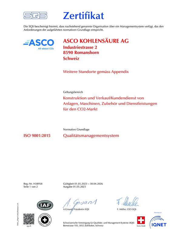 Zertifikat ISO 9001:2015 Zertifikat ISO 9001:2015